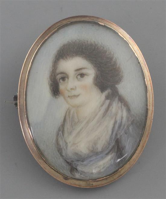 18th century English School Miniature of a lady 1.75 x 1.25in.